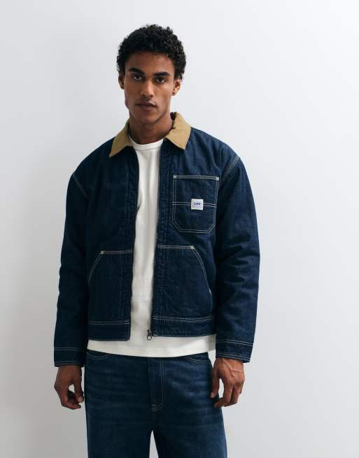 Lee gefütterte Denim-Arbeitsjacke mit Kontrastkragen, 5 von 5