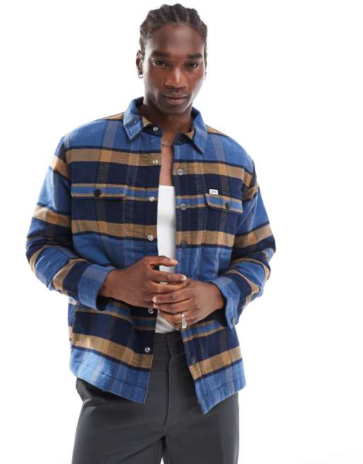 Lee - Geruit overshirt met sherpaborg in blauw