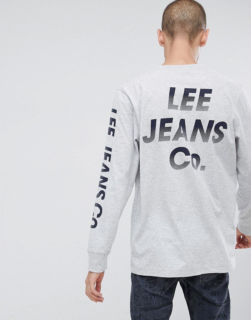Lee – Grå långärmad T-shirt med logga