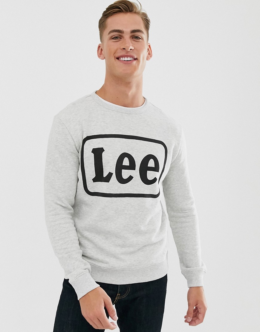 Lee - Grå sweatshirt med rund hals og logo