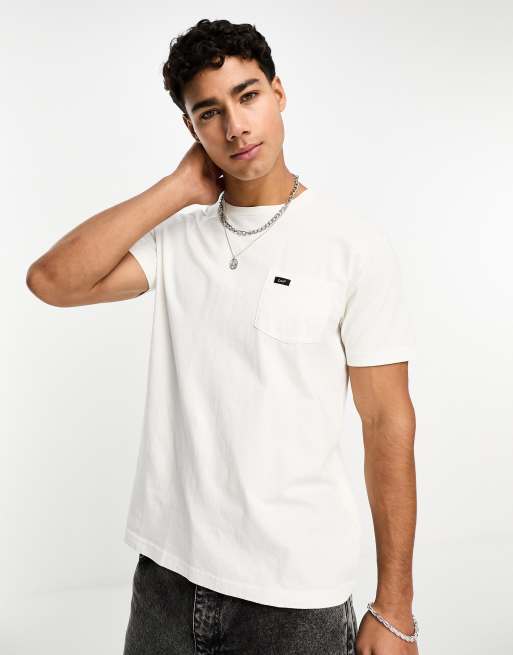 Lee – Gräddvit T-shirt i jersey med ficka