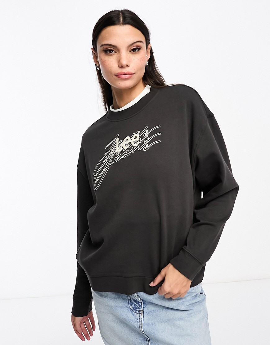 Lee graphic logo sweatshirt in washed black