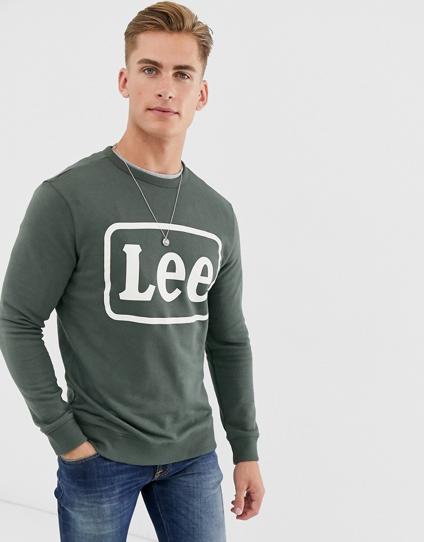 Lee - Grøn sweatshirt med rund hals og logo