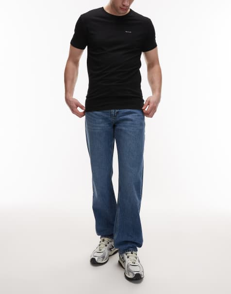 Lee Haden wide leg jeans in washed mid blue - view 1