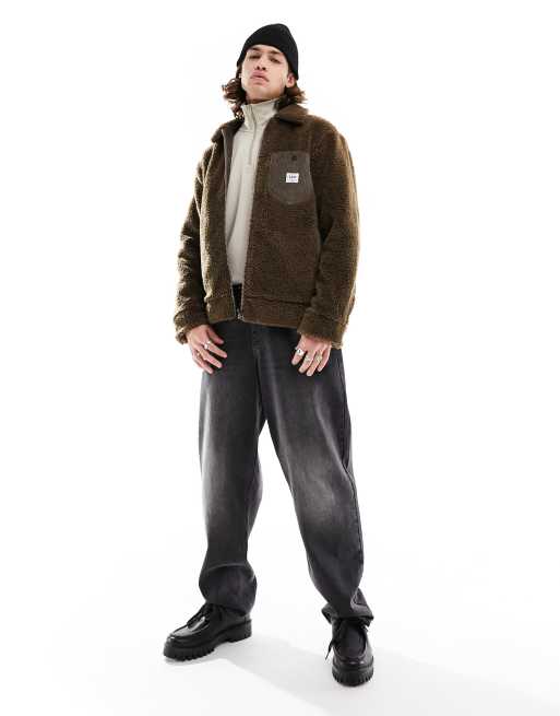 Lee – Harrington-Jacke aus Teddyfell in Braun