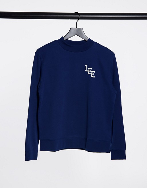 Lee high neck logo sweatshirt in blue