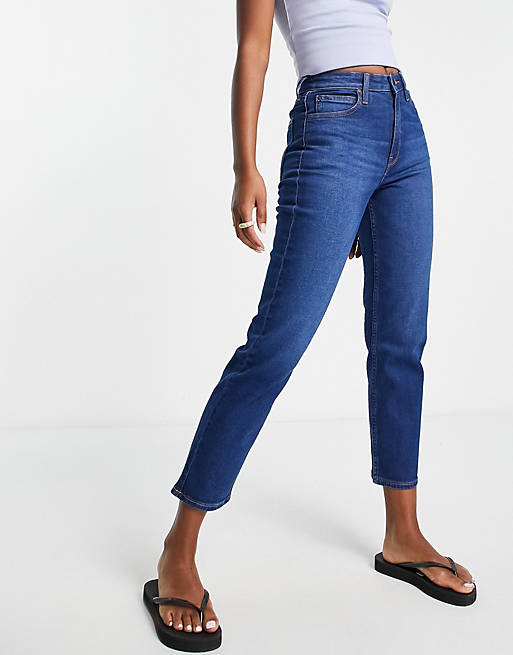 Lee high rise mom jeans in mid stone sitka blue | ASOS