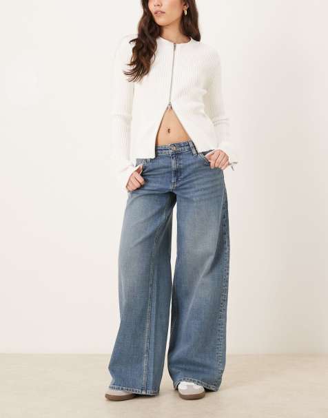 Lee Hope mid rise wide leg jeans in washed light blue - view 1