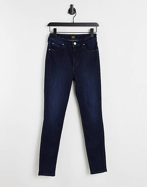 Lee ivy high rise skinny jeans in dark blue