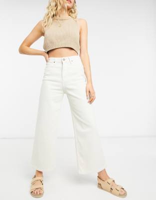 Lee Jeans A-line flared crop jeans in buttercream-Neutral