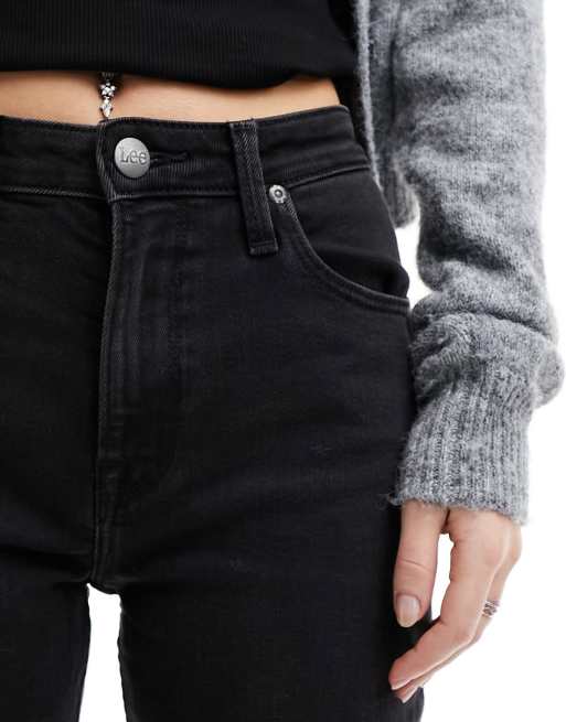 Lee Jeans – Carol – Czarne jeansy o regularnym prostym kroju z wysokim stanem, 5 z 5