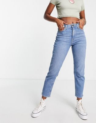Lee Jeans carol mid rise straight jeans in mid blue