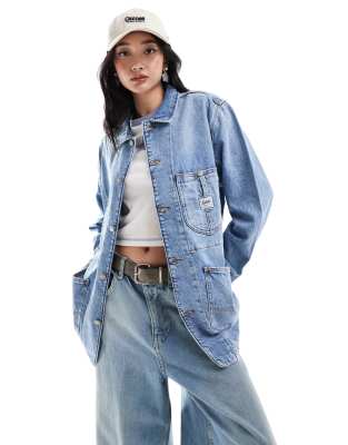 Lee - Jeans-Chore-Mantel in mittlerer Waschung mit Workwear-Aufnäher-Blau