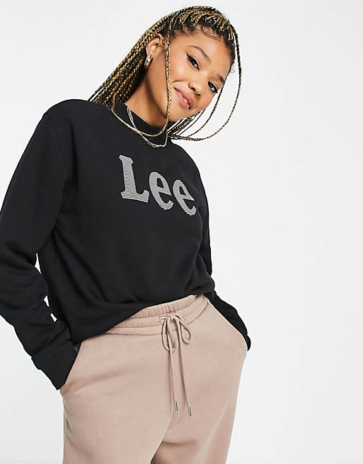 Lee Jeans high neck front logo sweatshirt in black 