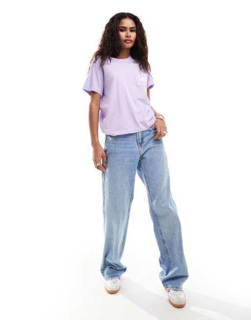 Lee Jeans – Liliowy T-shirt z kieszenią i logo, 4 z 4
