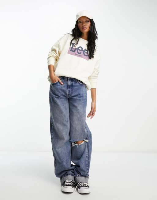 Lee Jeans logo sweatshirt in white | ASOS