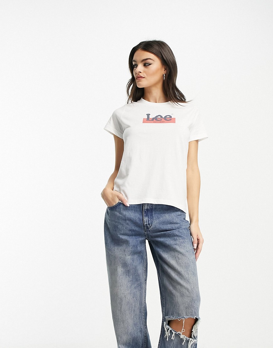 Lee Jeans logo t-shirt in cream-White