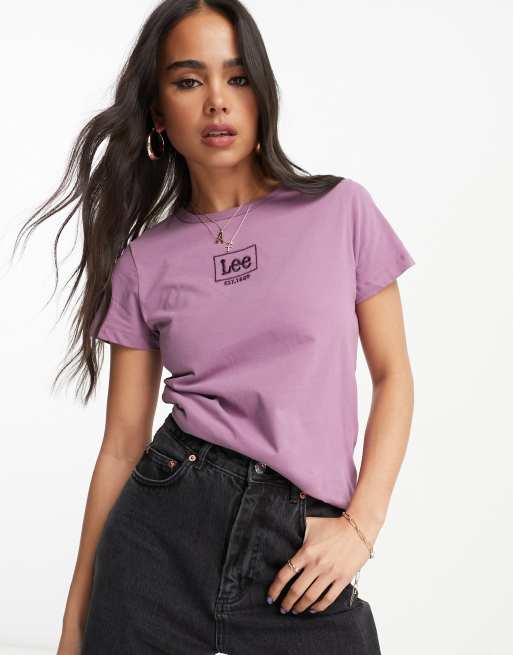 Lee Jeans logo t-shirt in purple | ASOS