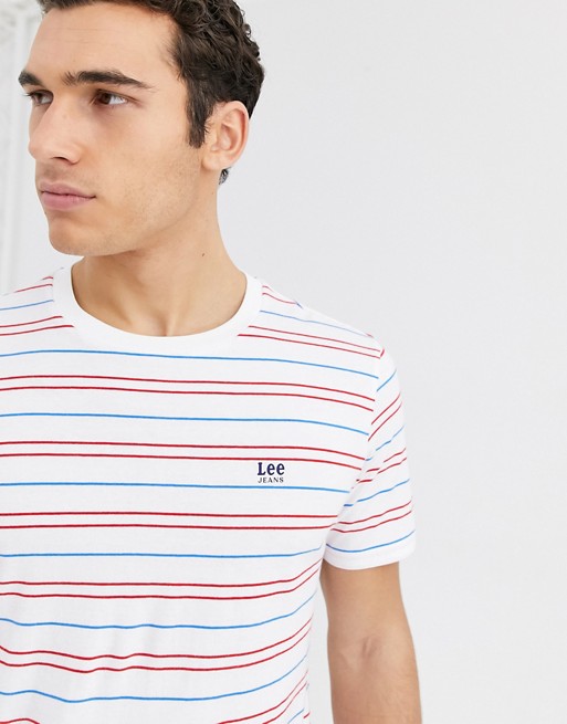 Lee Jeans multi stripe t-shirt in white