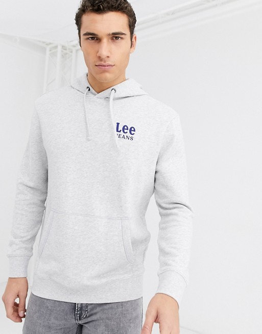 Lee Jeans overhead hoodie with chest logo in grey