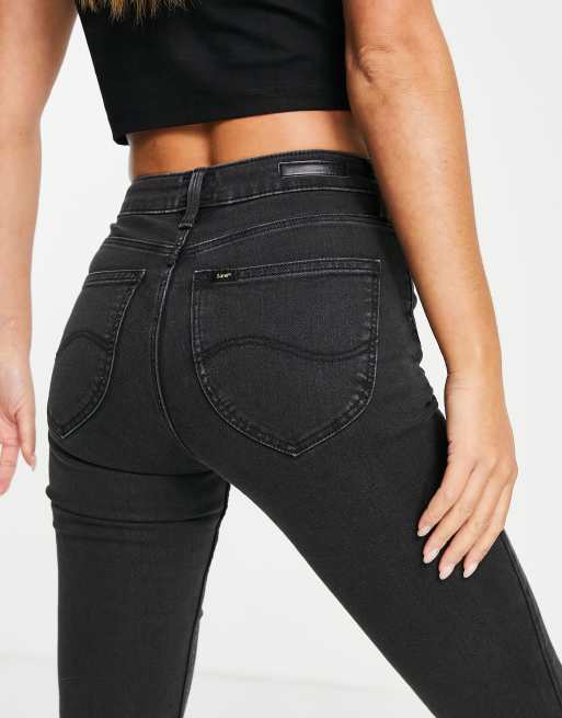 Lee Jeans scarlett high rise skinny jeans in washed black, 3 of 4