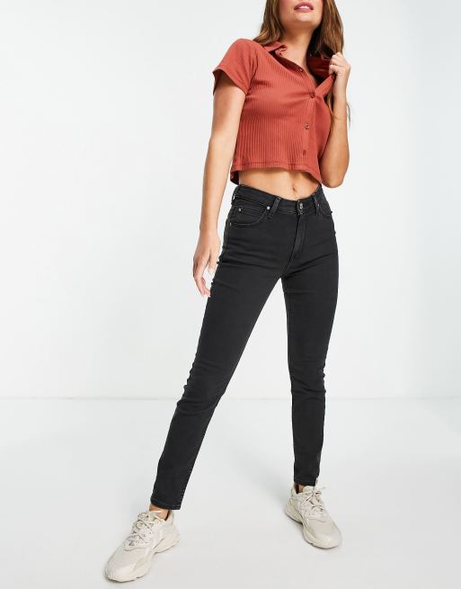 Lee Jeans - Scarlett - Skinny jeans met hoge taille in zwart met wassing 