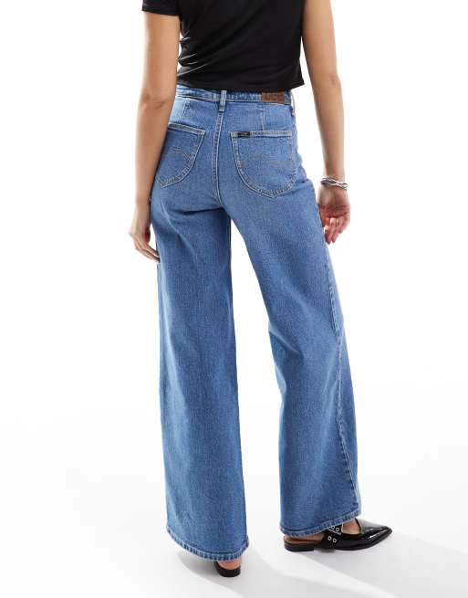 Lee Jeans Stella high waisted a-line jeans in mid blue ASOS