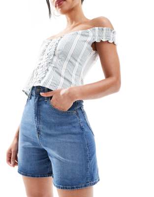 Lee Jeans - Stella - Jeans-Shorts in Mittelblau mit hohem Bund