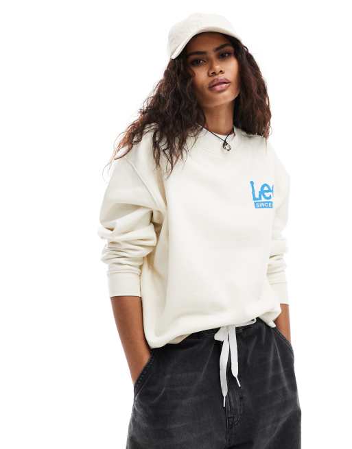 Lee Jeans – Sweatshirt in Ecru mit Logo