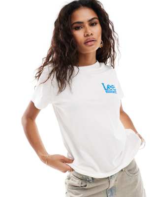 Lee Jeans - T-Shirt in Ecru mit Logo-Weiß