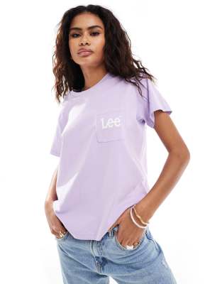 Lee Jeans - T-Shirt in Flieder mit Logo-Brusttasche-Lila