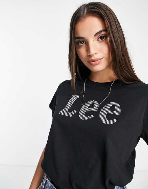 Lee Jeans - T-shirt met logo op voorkant in zwart, 2 van 4