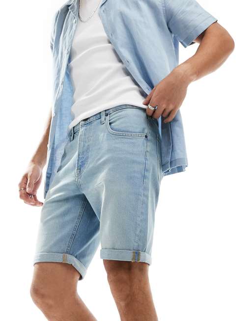 Lee – Jeansshorts i regular fit med 5 fickor och ljus tvätt