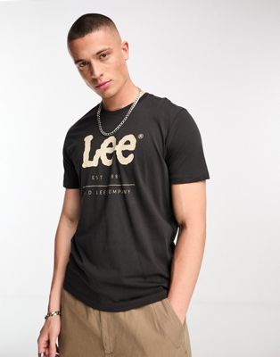 Lee jersey logo tee in washed black
