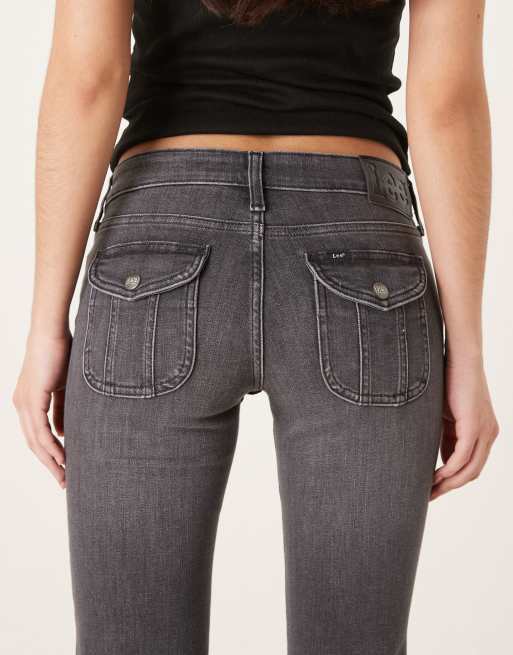 Lee Jessica bootcut jeans with flap pockets in washed black, 4 of 5