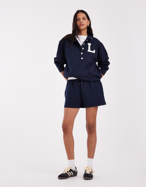 Lee knitted sweatshirt with  buttons in navy, 2 of 4