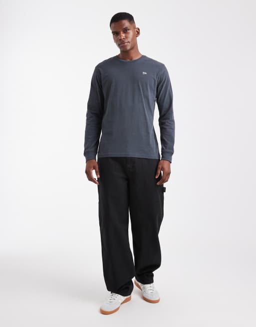 LEE – Langärmliges T-Shirt in verwaschenem Schwarz mit Logo-Aufnäher, 2 von 5