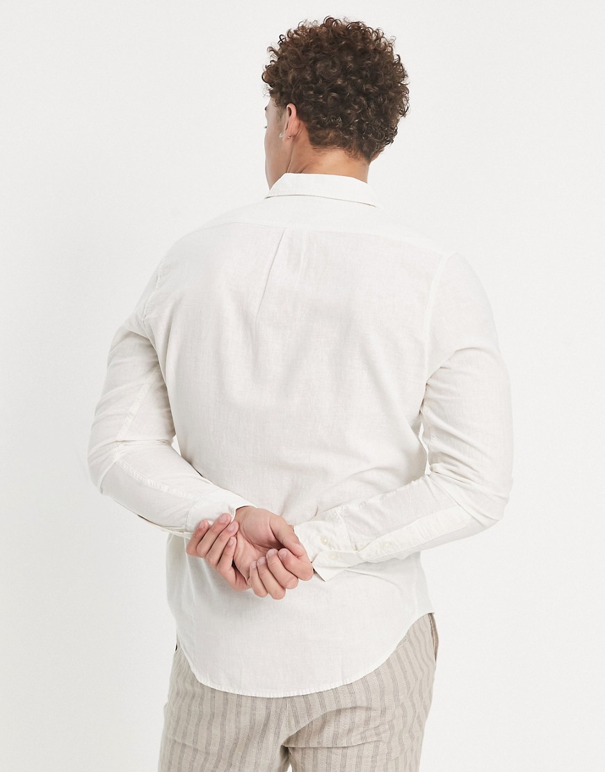 Leesure - Camicia regular fit in cotone e lino chambray color crema-Bianco - Lee Camicia donna  - immagine2