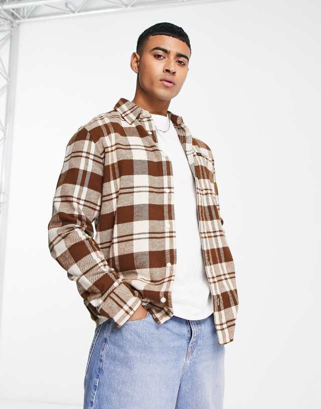 Lee - sure check flannel shirt in brown