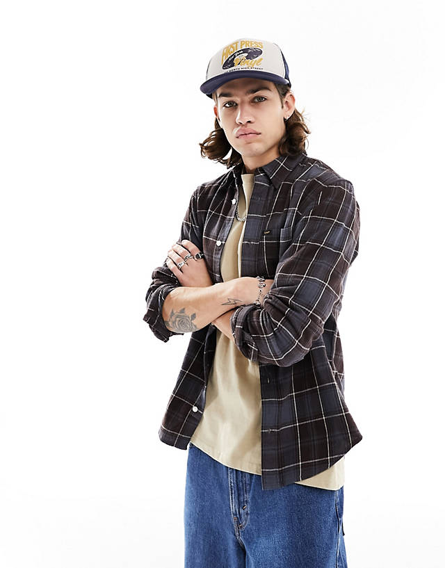 Lee - sure check flannel shirt in dusty navy