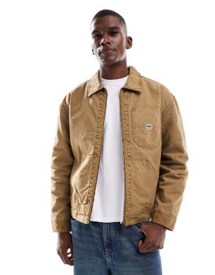 Lee Lee lined canvas workwear jacket in tan-Brown