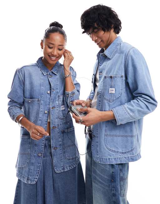 Lee – Loco – Jasnoniebieska kurtka jeansowa unisex o luźnym kroju w stylu roboczym