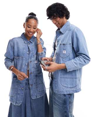 Lee - Loco - Unisex-Jeansjacke in heller Waschung mit lockerem Schnitt und Workwear-Details-Blau