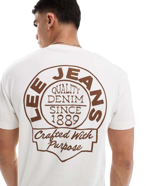 Lee logo back print relaxed fit t-shirt in off white - view 1