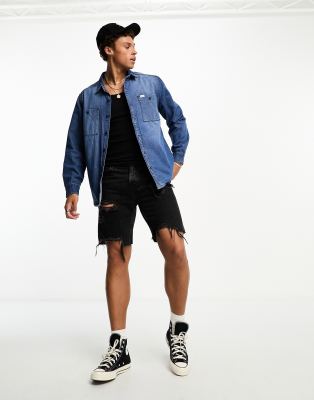 Lee long sleeve denim shirt in mid blue - ASOS Price Checker