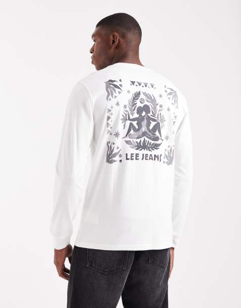 Lee long sleeve logo t-shirt in ecru - view 1