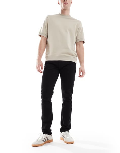 Lee - Luke - Skyllede sorte, smalle og tapered jeans - view 1