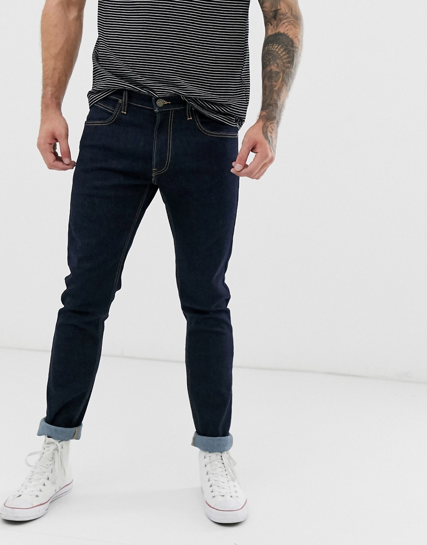 Lee - Luke - Slim-fit jeans met smaltoelopende pijpen in blauw met rinse wash