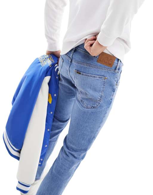 Lee - Luke - Slim fit tapered slidte working man-jeans i lys vask, 4 af 5