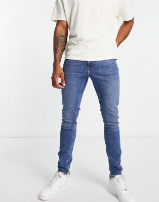 Lee malone skinny fit jeans in mid worn wash-Blue